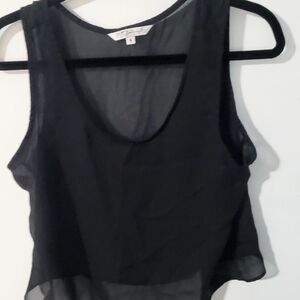 Studio JPR Sheer Black Tank Top Women's Petite Medium M